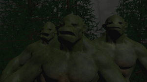 Three angry gargoyles with broadswords and the odor of garbage convince Lad Oxley to follow that weird little man.